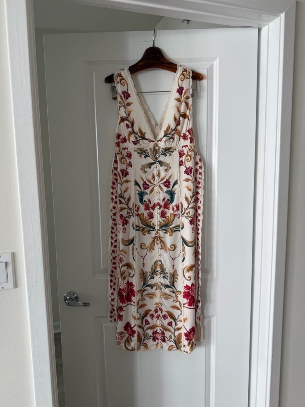 Farm Rio Royal Garden Print Sleeveless Satin Dress - Picture 6 of 11